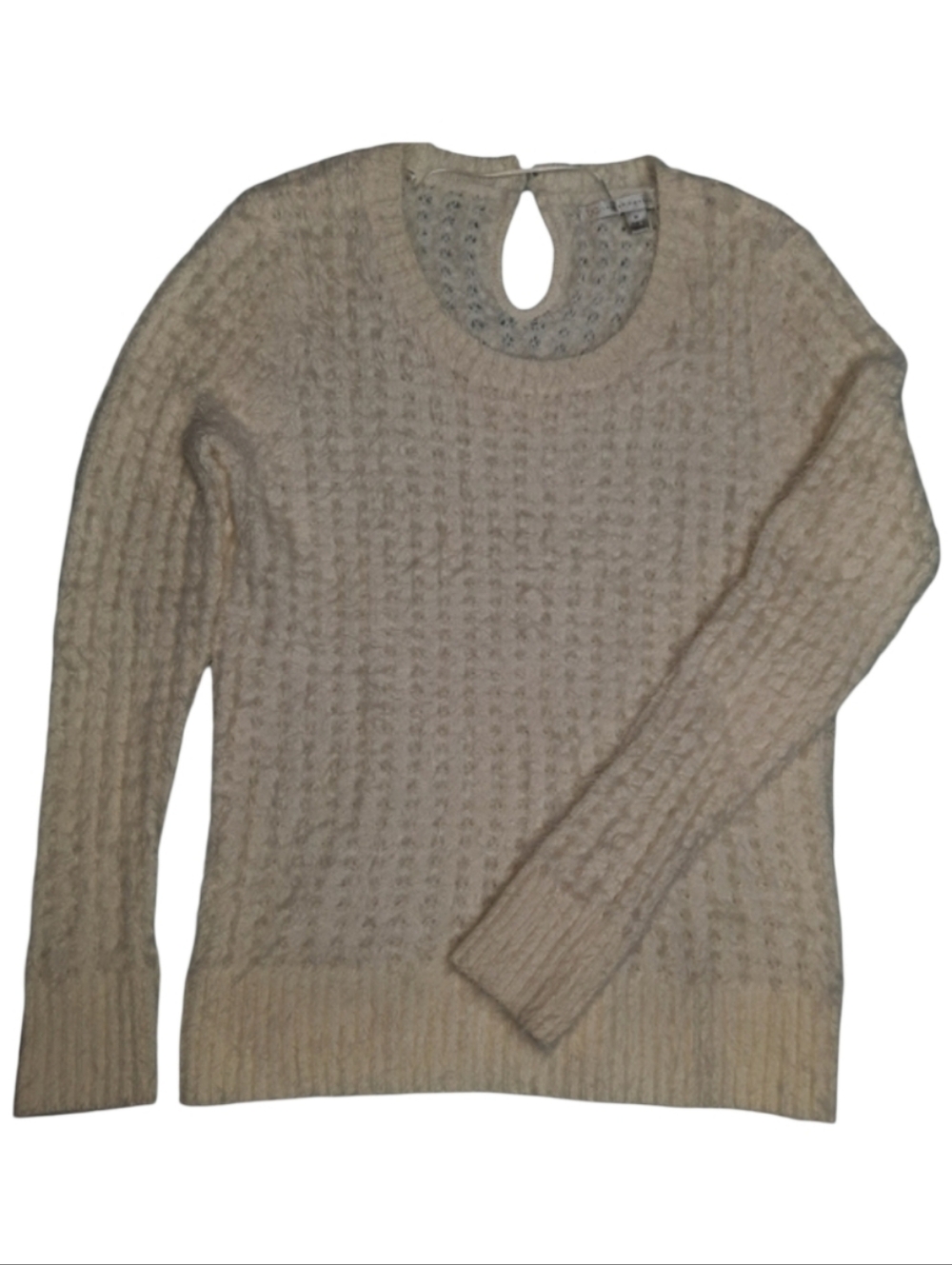 LC Lauren Conrad Ivory Fuzzy Waffle Knit Sweater SZ M